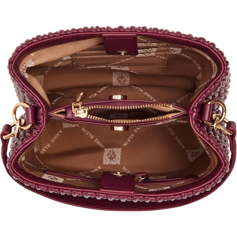 Ruched Bucket Bag Small Polyester Cherry Lacquer … - image 3